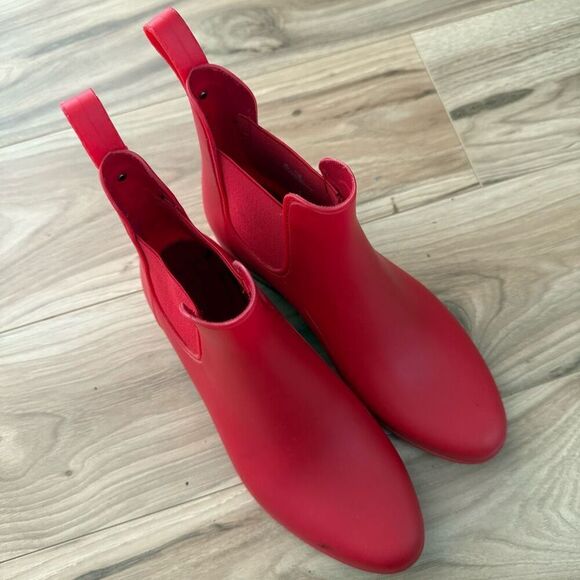 SAM EDELMAN | Tinsley Red Ankle Rain Chelsea Boots Booties Rubber | Size 9 - Picture 5 of 9